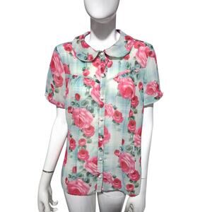 Hell Bunny Romantic Rose Women's size XL Dainty Delicate Fairycore Whimsy Top